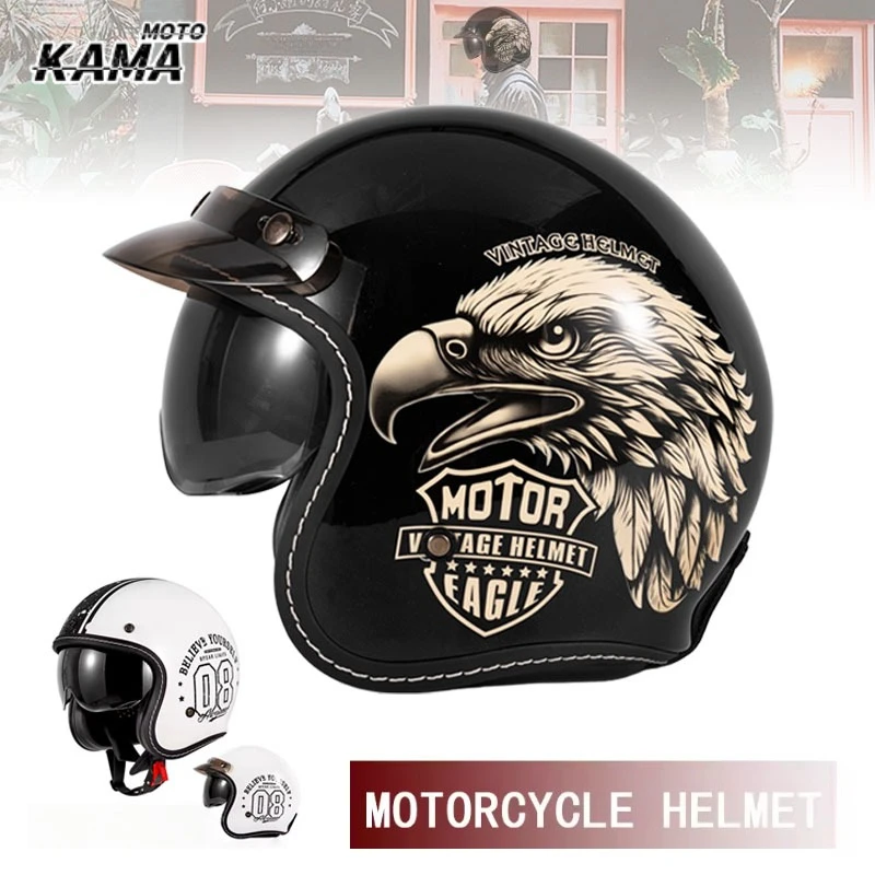 Vintage Open Face Retro Helmet - Casque de moto ouvert HOT, style