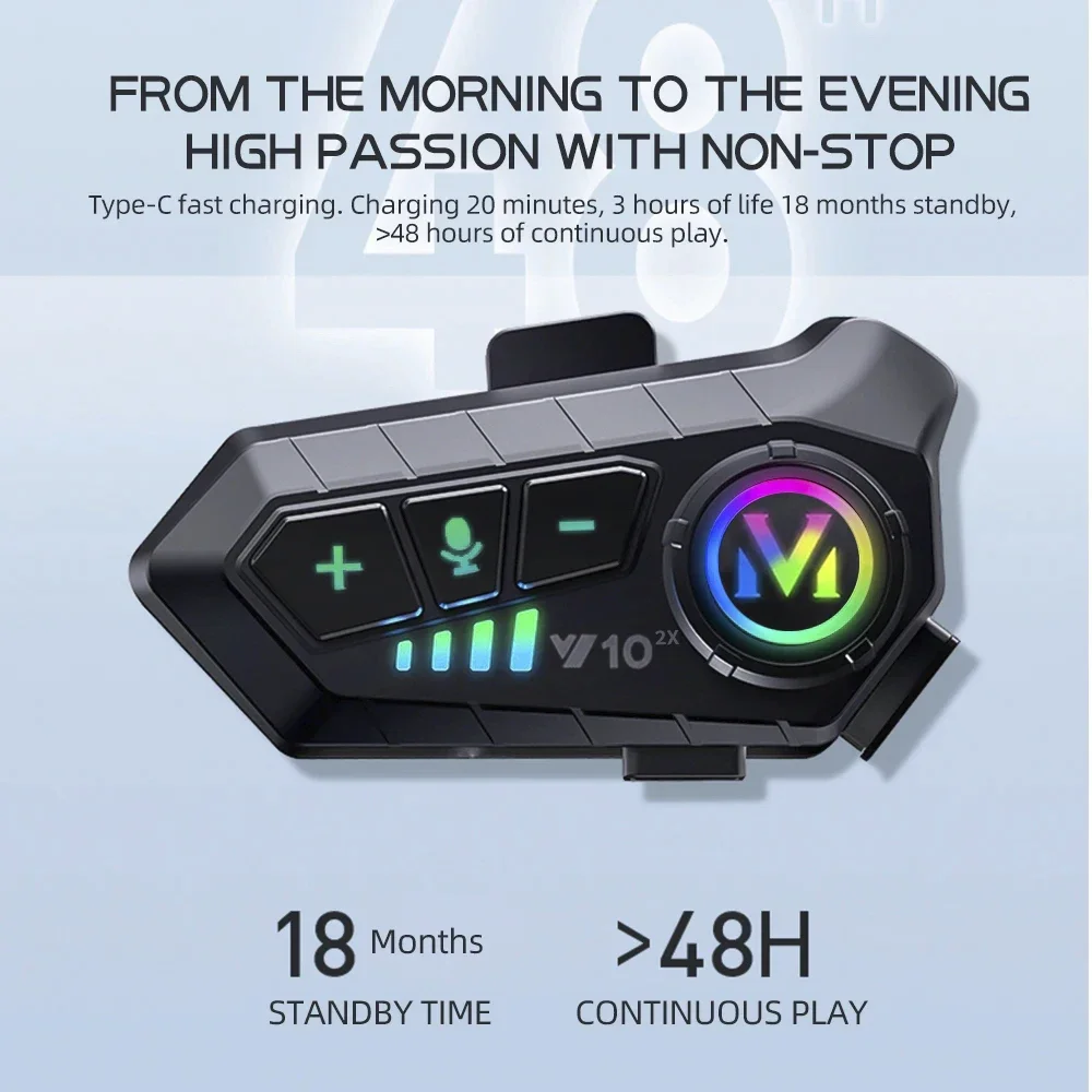 Intercom Bluetooth V10 2X pour - Full Face Motorcycle Helmet With Bluetooth avis et prix