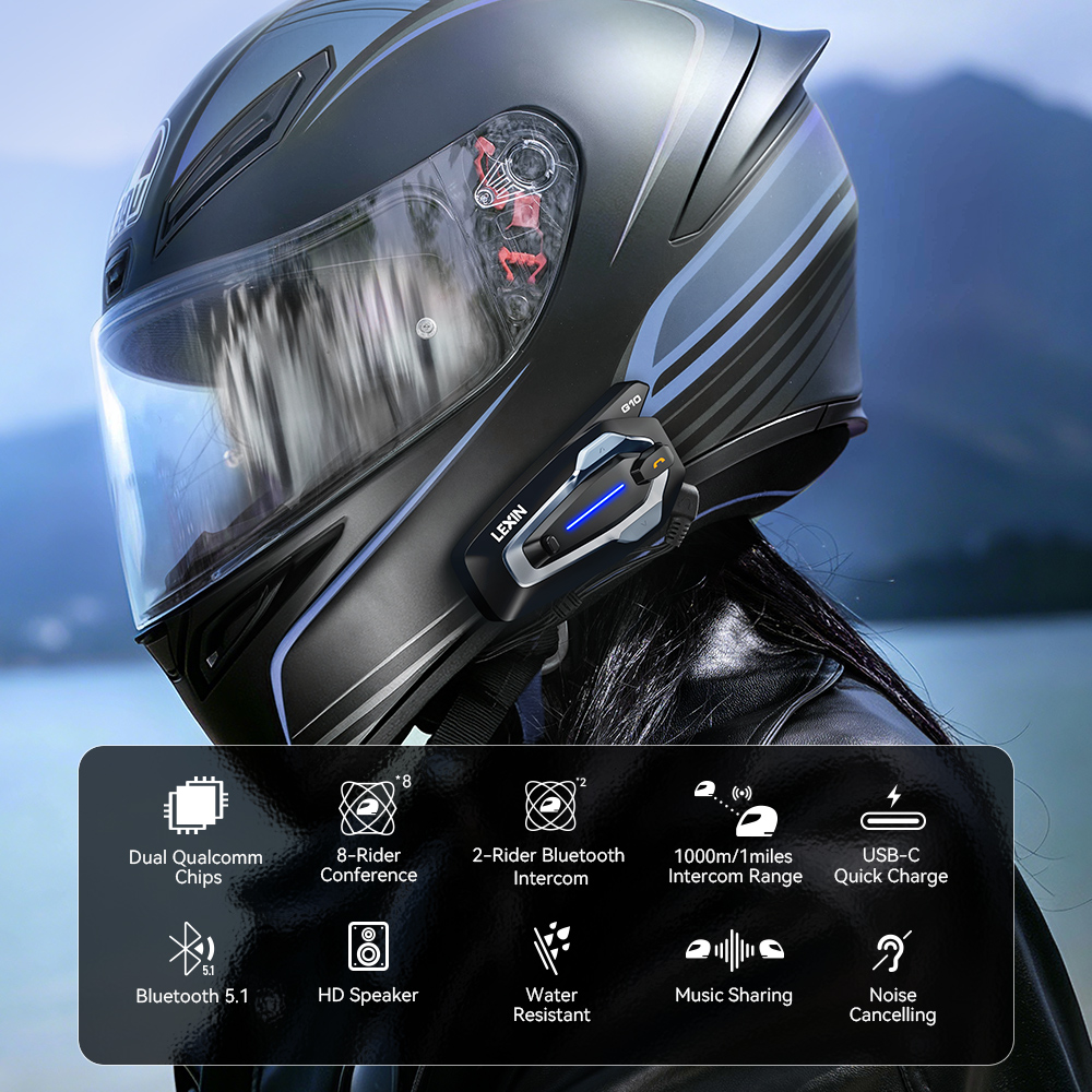 NEW-LEXIN G10 Intercom pour Ca - Full Face Motorcycle Helmet With Bluetooth avis et prix